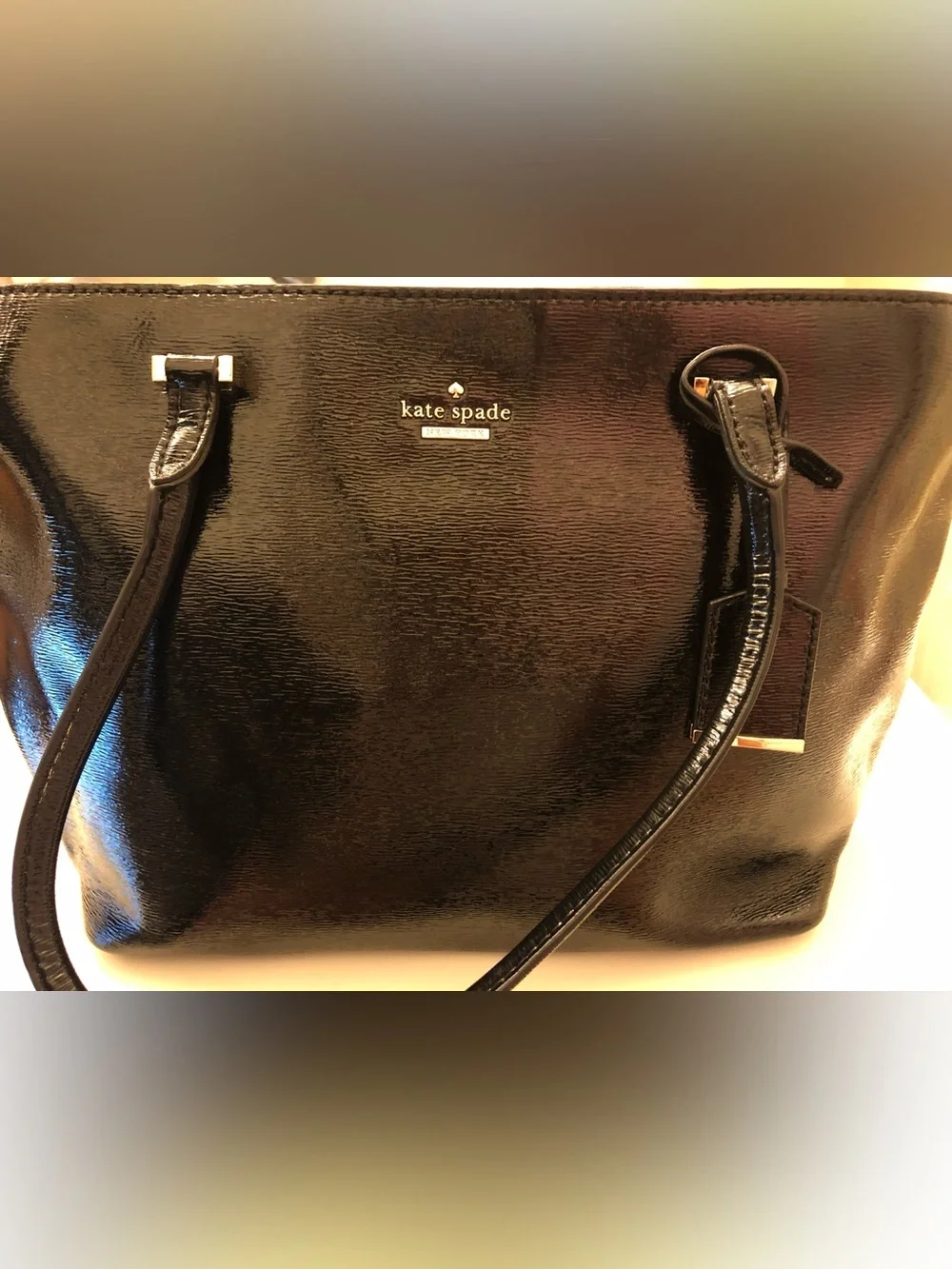 Kate Spade Glossy Black Leather Tote